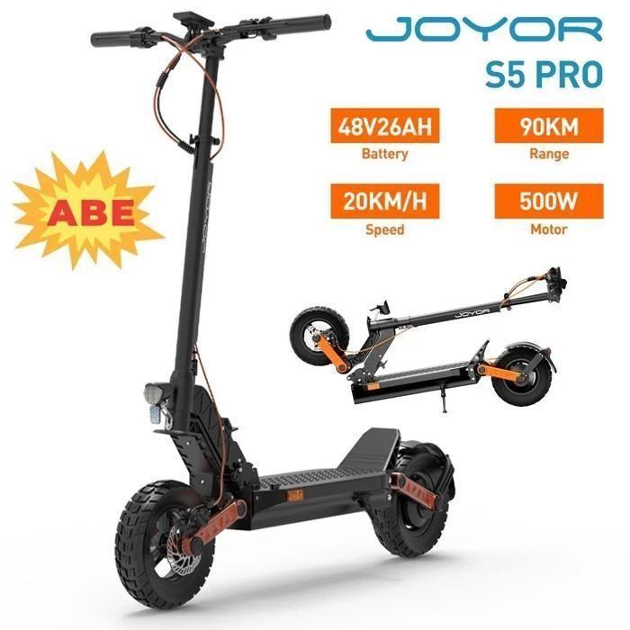 JOYOR S5 PRO - Electric Scooter - ABE - 500W Motor - 48V 26AH Battery - Max 20km/h - Range 55KM Disc Brakes - Black