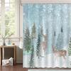 GAEWinter Deer Shower Curtain Deer and Forest Snow Forest Tree Scene Snowflake Christmas Shower Curtain Bathroom Bathtub Curta