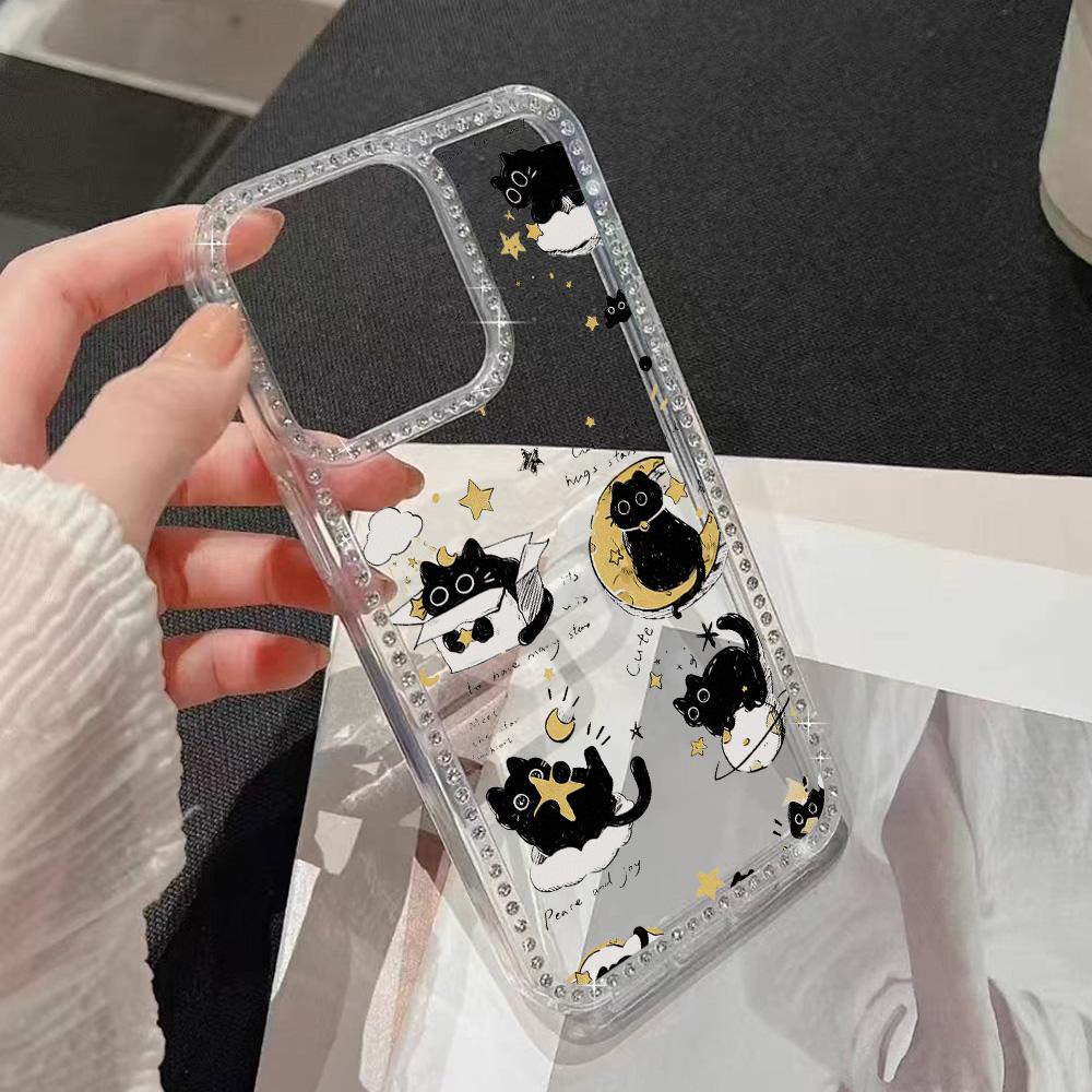 Bracelet Chain Phone Case For iPhone 17 16 15 13 14 for 17Air 17 12 14 16 Pro 17 14 16 Pro Max Sparking Diamond Cute Pattern Hard Cover With Lanyard