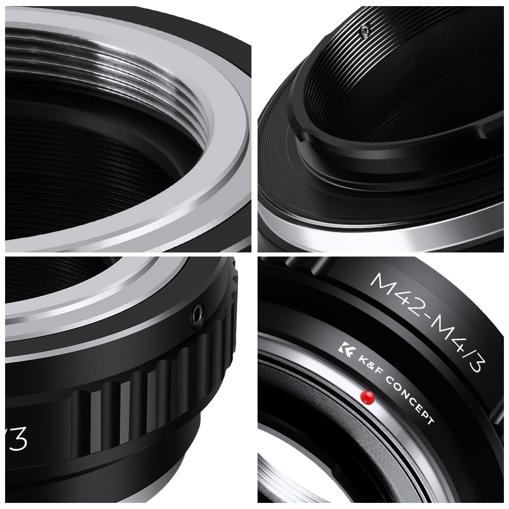 CONCEPT Mount Adapter Converts M42 mount lenses to Micro Four Thirds mounts for Micro enabling infinity K&F M42-M4/3 4/3 cameras, focus.