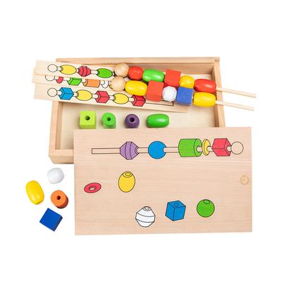 Fädelspiel aus Holz Montessori Perlenfädelaktivitäten für Kinder Hand-Auge-Koordination Feinmotorik Farb-Form-Zuordnungsspiel