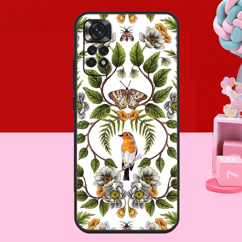 Orange Flower Pattern Case For Xiaomi Redmi Note 13 12 11 10 14 15 Pro Plus Redmi 15 C 14C 10C 12C 13C Soft Cover