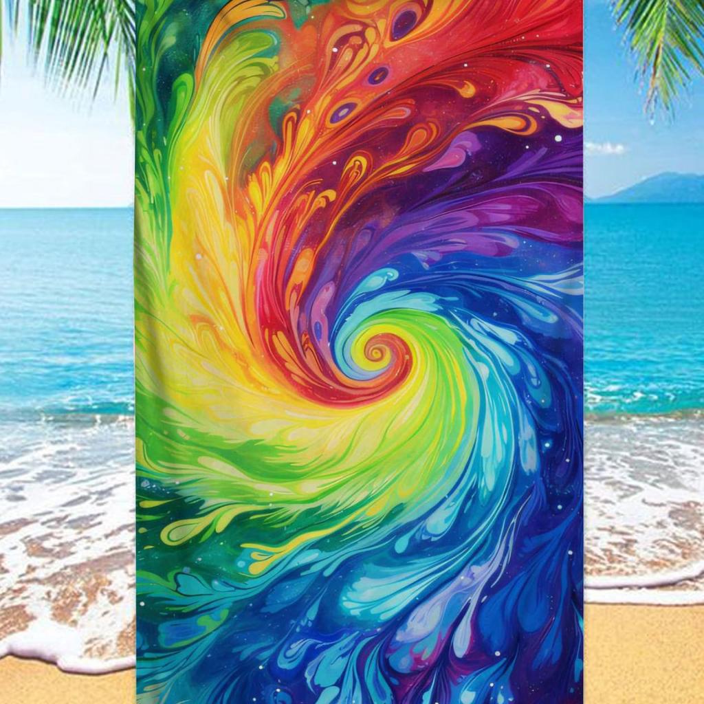 Creative Painting digital-printed polyester Superfine fiber double-sided fleece Beach vacation bath towel, beach towel