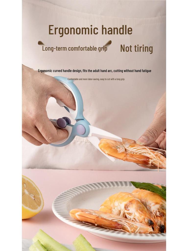 Portable Ceramic Scissors for Cutting Meats and Grinding Food - Ideal for Babies, Children, and Elderly Use During Steaming and Boiling