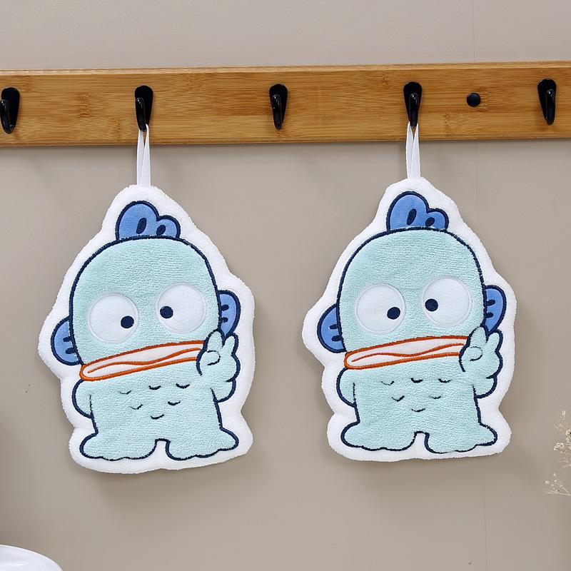 New Cartoon Clownfish, Coral Fleece, Water-absorbing and Quick-drying Children's Hand Wipes, Small Square Towels, Octopus Can Hang Non-smelly Hand