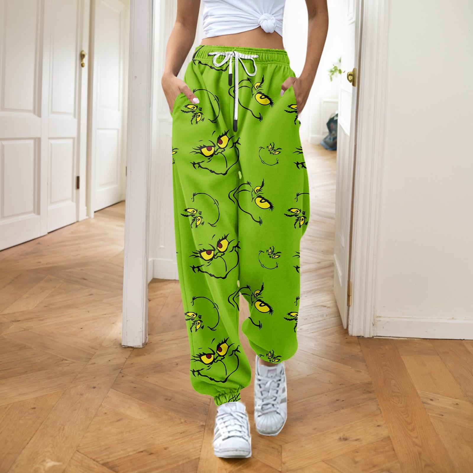 

Женские модные рождественские свободные однотонные повседневные спортивные брюки с завязками на талии L армия зеленый