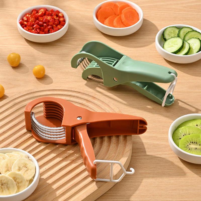 Stainless Steel Manual Slicer Fruit Vegetable Press Slicer Sausage Salad Cutter Kitchen Gadgets Fruit Chopping Tool