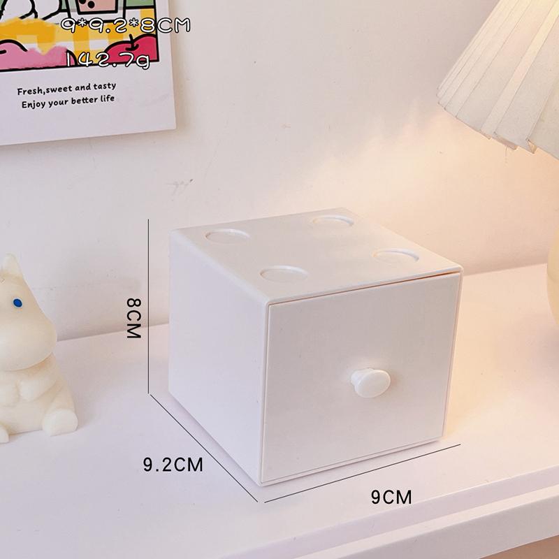 Cutie de Depozitare Pătrată Macaron pentru Birou Cutie de Depozitare Combinație Bloc de Construcție Cutie de Depozitare Cosmetice Bijuterii