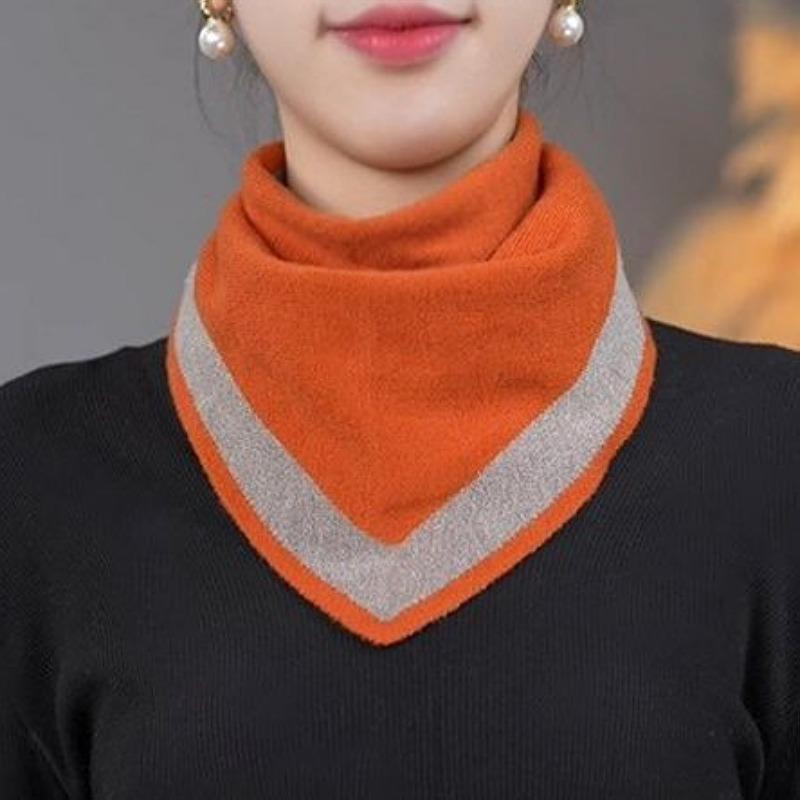 Reversible Solid Scarf Winter Thick Triangle Shawl Double Sided Warm Versatile Knit Scarf Women