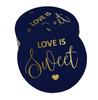 Inkdotpot 100 - Confezione da 100 etichette in carta stagnola color oro vero Love Is Sweet bomboniera da appendere