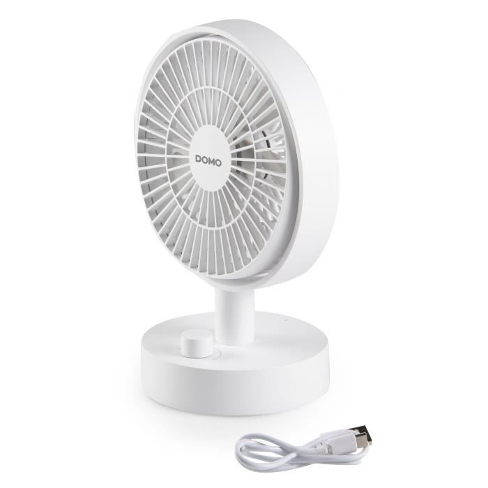 Ventilateur de table - DOMO - Li-ion batt. 5V - Rechargeable USB - Diamètre 15 cm - 10 vitesses