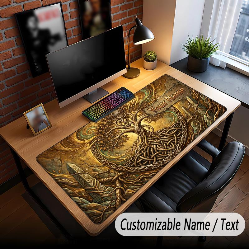 Tree of Life Theme Custom Mouse Pad Personalized With Name Text Customized Desk Mat For Office Home Decor