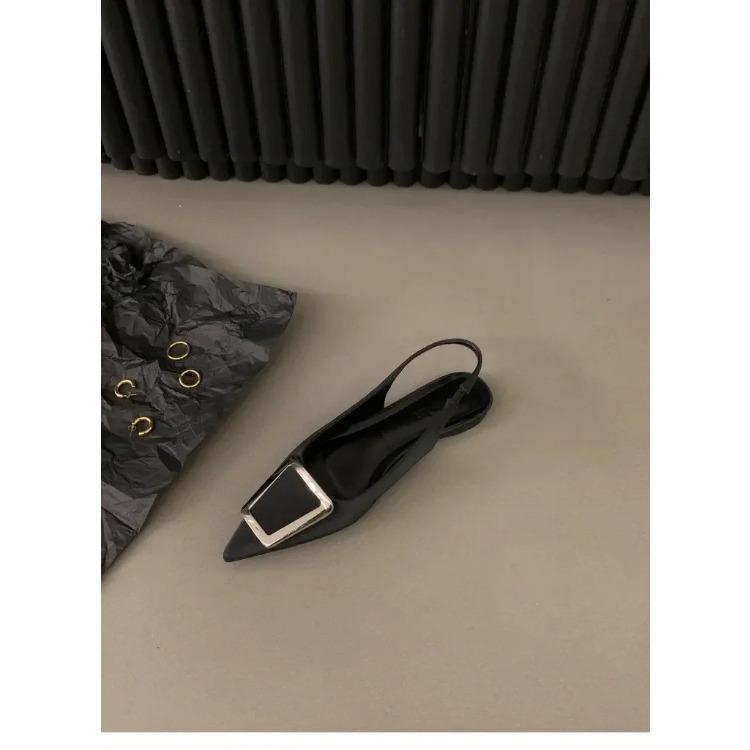 Women's Flat Bottom Slingback Sandals Summer Pointed End Woman Mules Fashion Animal Low-heel Beach Shoes Luxury Sandals