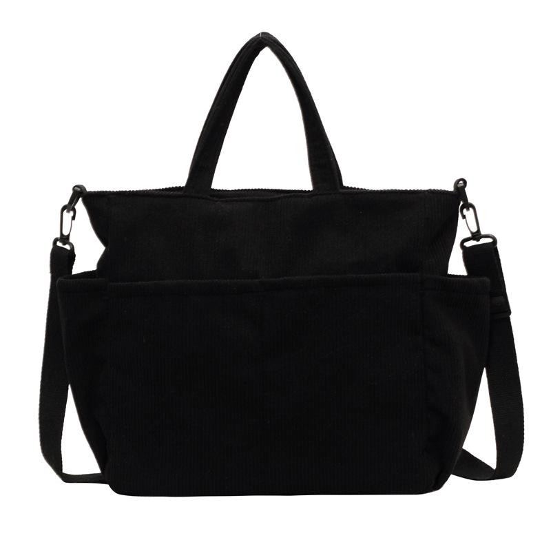 Women's Large-Capacity Corduroy Tote - Versatile Crossbody, Shoulder, Handbag for Commuting and Casual Use