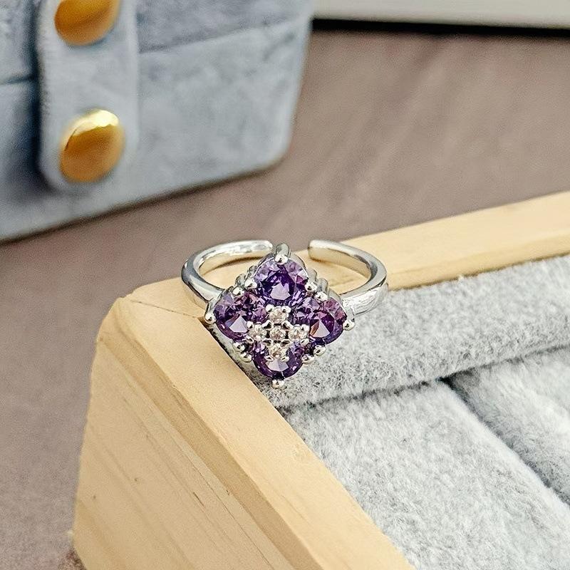 [Sweet Diamond Honey Talk] Girl'S Heart Sweet Pink Full Diamond Zir*****Pen Ring Butterfly Exquisite Premium Ring