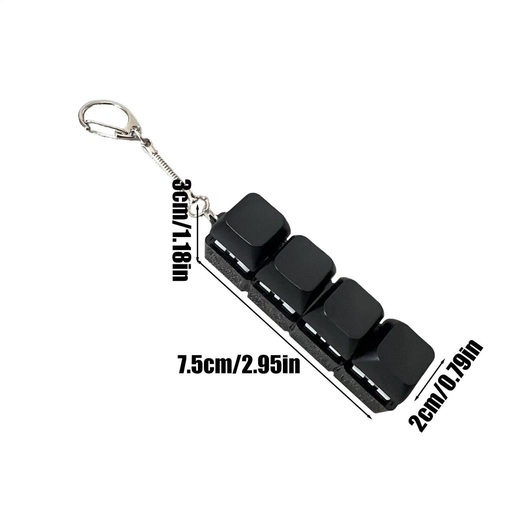 4 Keys Keyboard Key Irritability Toy Finger Pressure Relief Button Adult Office Stress-relieving and Calming Key Chain Gift