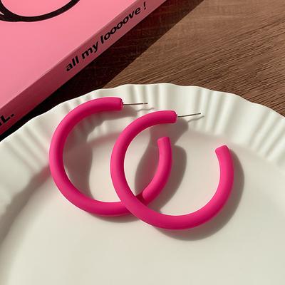 Trendy C Shape Big Round Hoop Earrings For Women Girl Korean Geometric Resin Circle Acrylic Earrings Fashion Jewelry Party Gifts