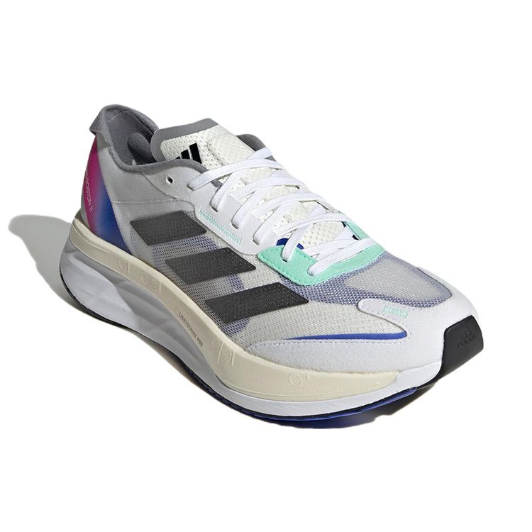Adidas Adizero Boston 11 White Lucid Blue Fuchsia Unisex Sneakers Cloud-White Core-Black HQ3693