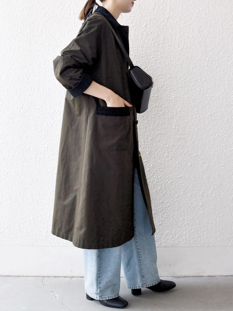 Ships Any A-Line Long Coat with Stand Collar, 724160030, Olive, One Size