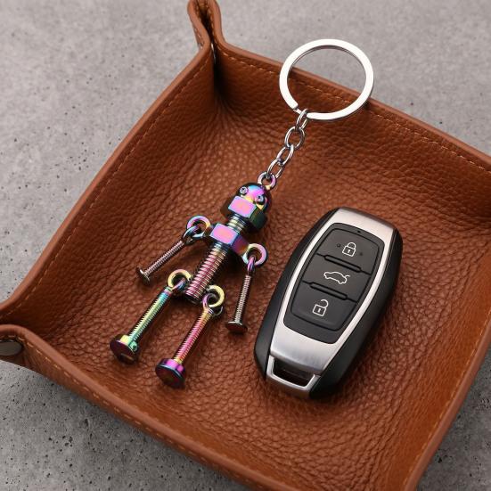 Metal Robot Keychain Vintage Movable Joints Screw Robot Key Ring Pendant