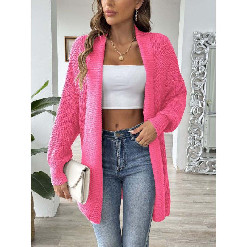 Women's Solid Color Long-sleeved Sweater 2025 Autumn Winter Jacket New Simple Fashionable Loose Cardigan