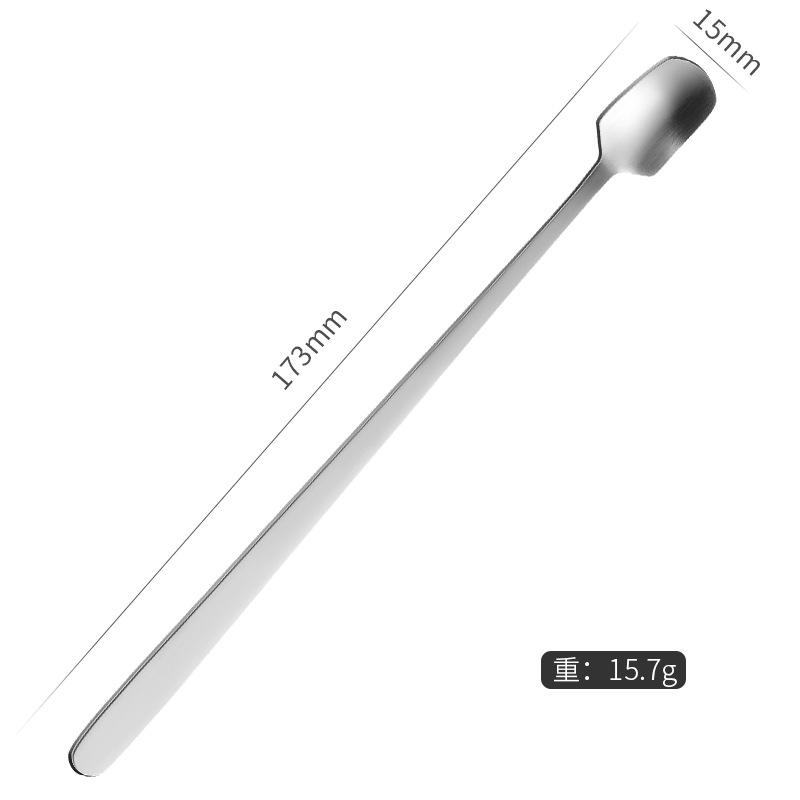 Stainless Steel Square Mini Teaspoon with Long Handle Small High Quality Spoon Coffee Ice Cream Honey Mixing Spoons Tableware