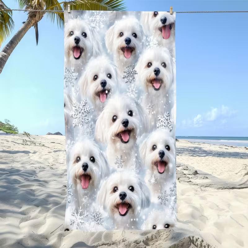 Kleiner Hund Muster Strandtuch Weiche und Ultrafeine Faser Tragbar Geeignet für Strandpartys Reisen Camping Szenen Strandtücher