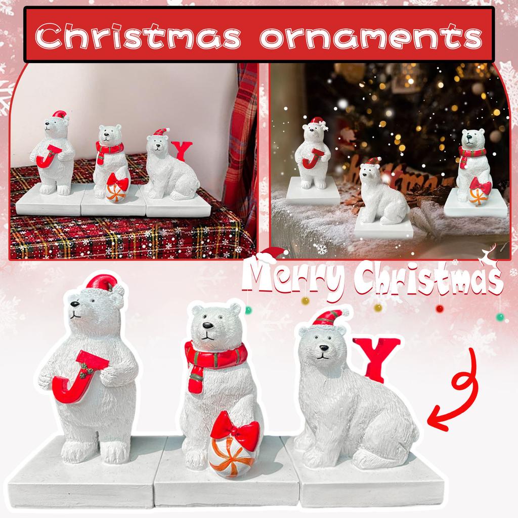 Christmas Bear Statue Resin Crafts Holiday Party Decorations Home Desktop Ornaments