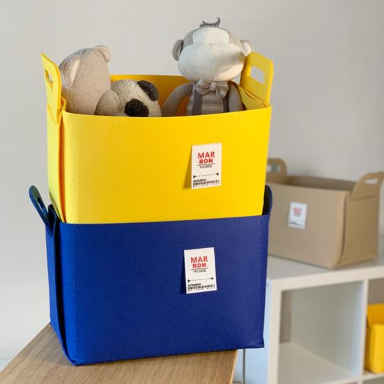 Felt Storage Basket with Handles Foldable Fabric Storage Bin Eco-Friendly Collapsible Organizer Bin for Toys Clothes Blankets Home Laundry
