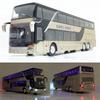 1:32 High Quality Alloy Double Deck Bus Sound Light Metal Diecast Pull Back Simulation Luxury Sightseeing Bus Vehicle Kids Toys