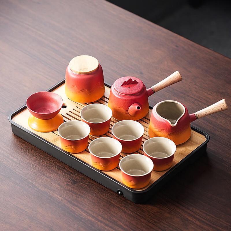 Chuangjingpin Red Orange Mountain Sea Kung Fu Tea Set