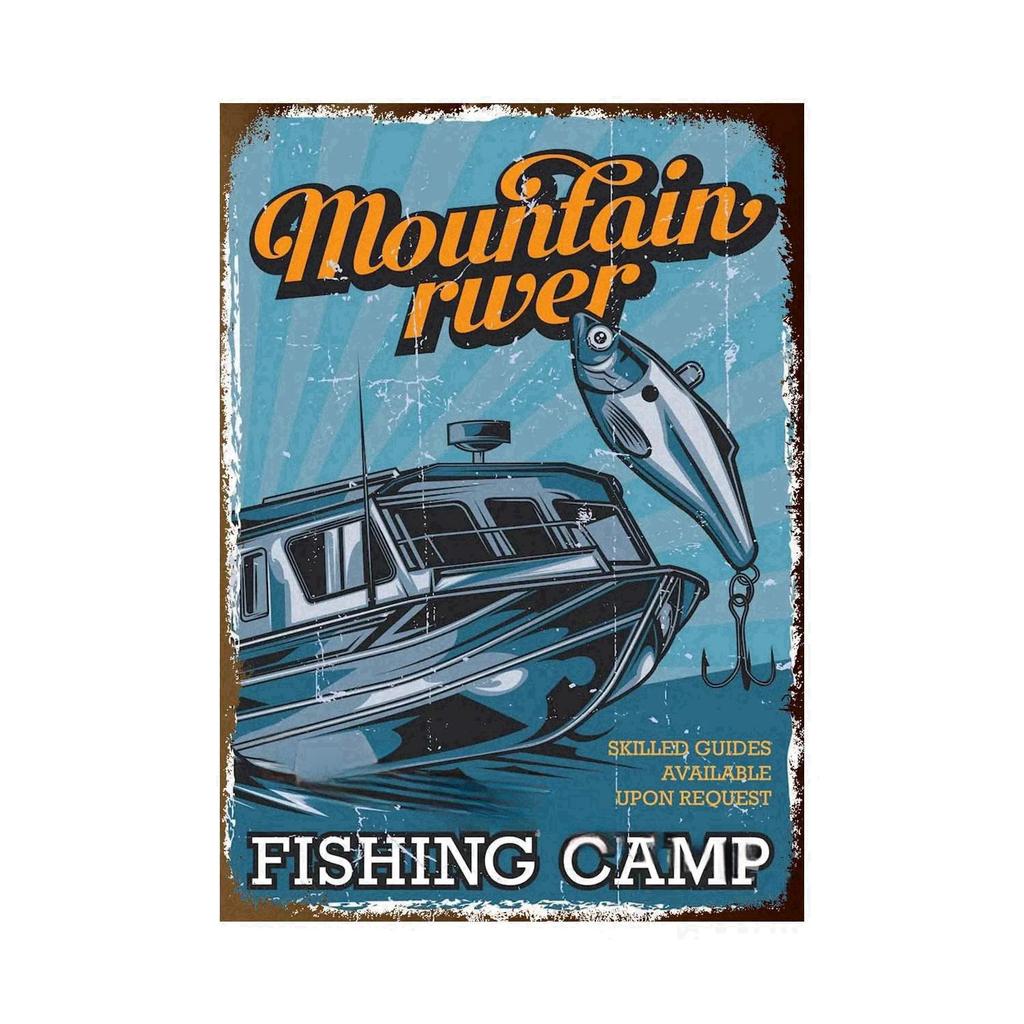 Fishing Metal Tin Sign Fishing Sign Vintage Metal Plate for Wall Poster Farm Art Decoration Stickers Plaques 8X12 Inch