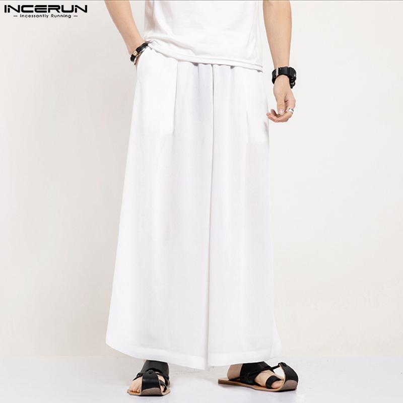 Waist Spring Incerun Men Elastic Straights Wide Leg Yoga Long Trousers Dropcrotch Pants