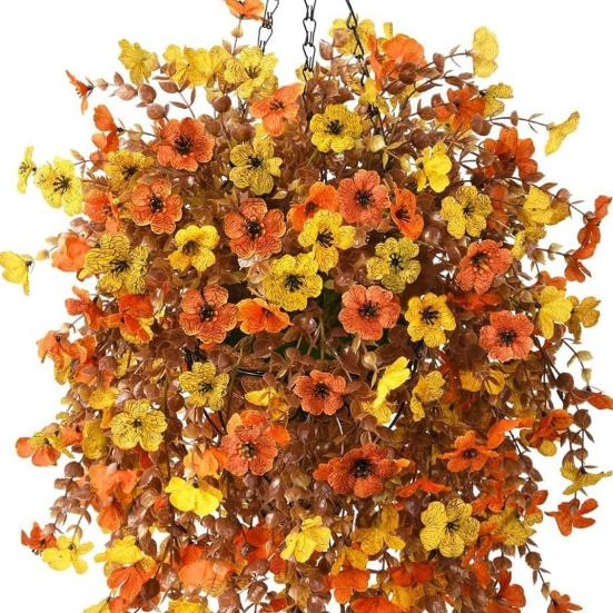 1/2/3/4Pcs Fall Hanging Artificial Violet Flower UV Resistant Realistic Fake Flower Wedding Party Indoor Outdoor Garden Wall Hanging Faux Flower