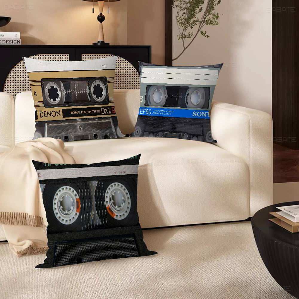 Retro Kassett Musikband Kuddfodral Örngott Klädsel Soffa Slängkudde Heminredning Kuddfodral