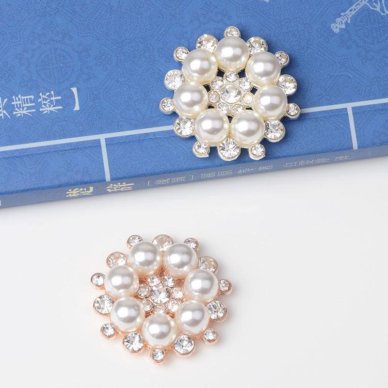 Κομψά κουμπιά Faux Flatback Εξαιρετικά διακοσμητικά Μαργαριτάρι Κρυστάλλινο λουλούδι στρας