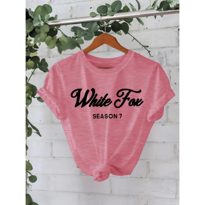 Ny Dam Slogan Tryckt Rundhalsad Lös Kortärmad Casual T-shirt