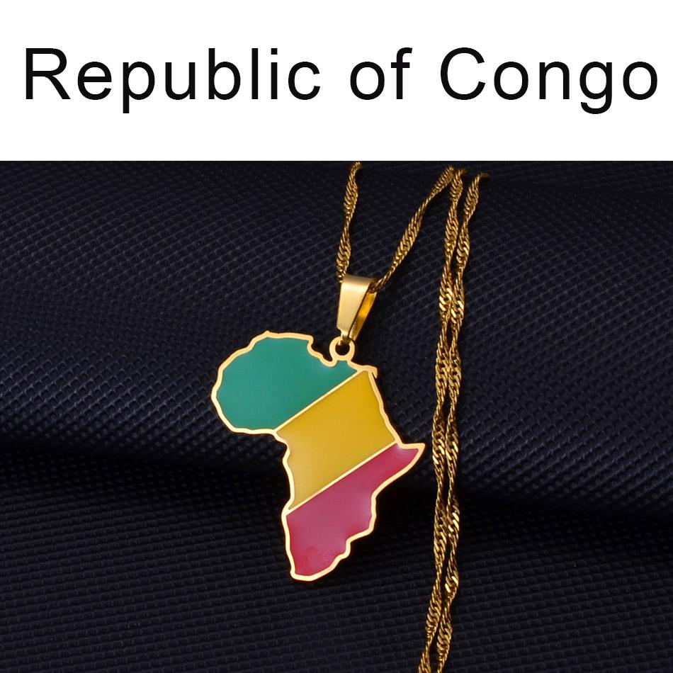 Anniyo 3CM Hip-hop Africa Map Pendant Necklace Jewelry Eritrea,Gambia,Guinea,Congo,Tunisia,Benin,Libay,Namibia,Chad,Botswana