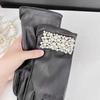Women's Winter Fleece-Lined Leather Gloves with Bow Decoration - Warm, Cold-Proof Outdoor Cycling Gloves