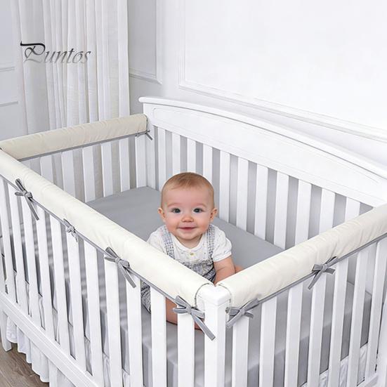 Baby Crib Bumper Pads 3 Pcs Bumper, Soft Cotton Breathable Sleep Barrier Child Safety Strip for Toddlers, Liner Edge Protector with Adjustable