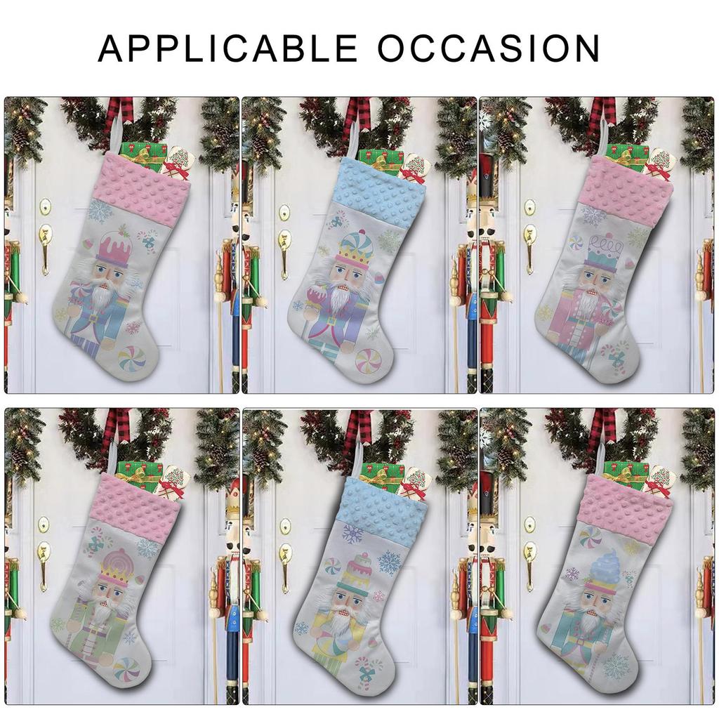 Nutcrackers Ornament Christmas Stocking Large Capacity Present Bag Handmade Holiday Tree and Fireplaces Decoration