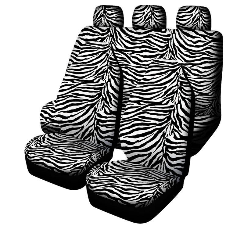 

Leopard Print Digital Full Wrap Car Cushion Cover All Season Universal Seat Black Zebra