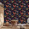 Wallpaper Colorful Butterflies Black and Navy Blue for Living Room and Bedroom 50x1000