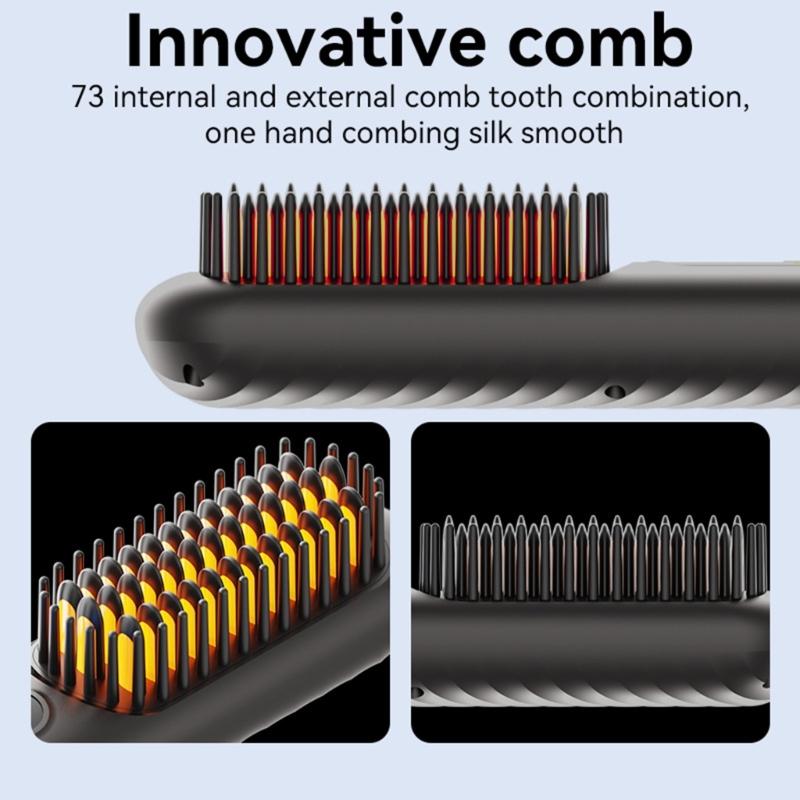 Ionic Charging Hair Styling Comb With Fast Heat Up ABS Materials Anti Burn Shield For Home And Travel Use