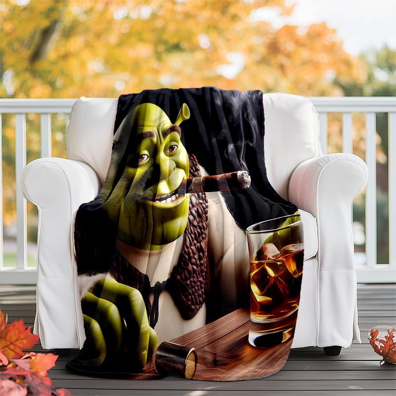 1pc Shrek2 Theme Blanket - Digital Print, Polyester, Cozy for All Seasons, Perfect for Outdoor, Camping, and Travel