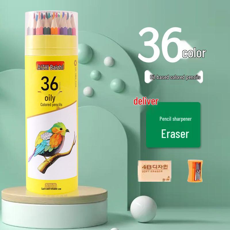 Sześciokątne Kredki Kolorowe Rozpuszczalne w Wodzie na Bazie Oleju - 12, 24, 36, 48, 72 Kolory - Zestaw do Rysowania dla Studenta