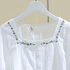 Blouse Women Shirt Square Collar Shirt Women's Short Sleeve Summer Loose Embroidered Top Blusas Mujer