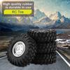 RC Tires, 110 Scale RC Wheels, Non-Slip, for Crawlers and Trucks, Set of 4, with Hubs, Ideal for Off-Road Racing, Endurance Races, Camping, Parties,