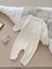 Girls' 100% Cotton Long-Sleeve Bodysuit - Korean Style Knit for Spring/Autumn