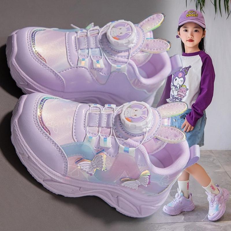 Children's casual shoes spring new girl sports shoe knob buckle kids shoe three-dimensional butterfly girl shoes zapatillas niña